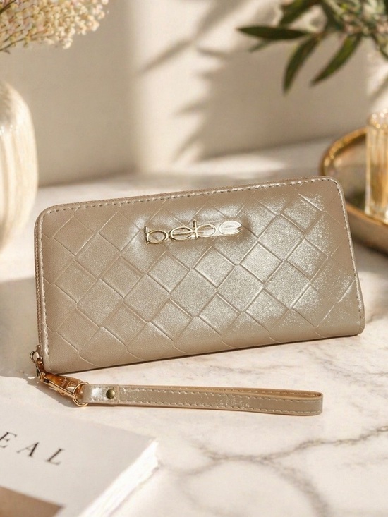 bebe Handbags - bebe Gold Quilted Zip-Around Wristlet Wallet for Women NEW